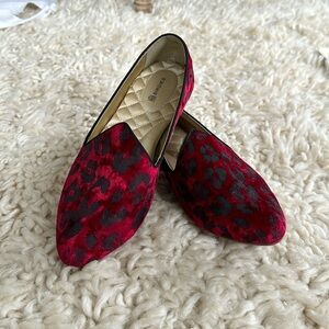 Birdies Red Leopard Velvet Flats